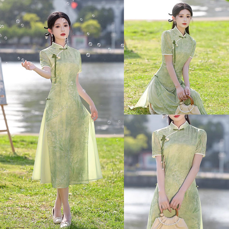Pink cheongsam summer new 2024 improved young girl Republic of China style women's clothing new Chinese style daily wear