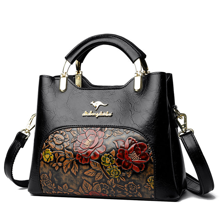 Vintage Chinese Style Peony Embossed Handbag