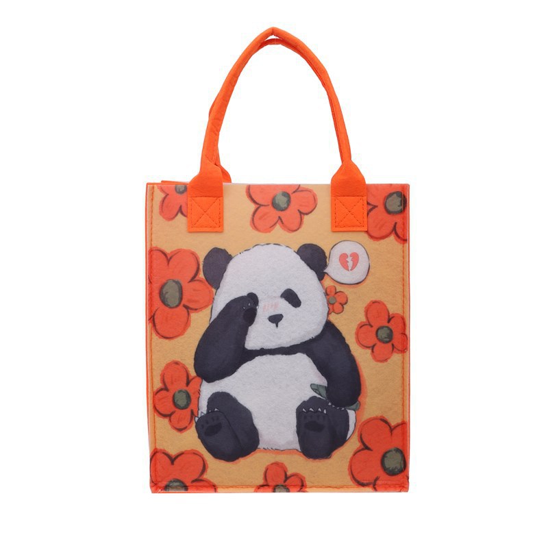 Bolso tote de fieltro con diseño de panda floral: un bolso de tendencia nacional