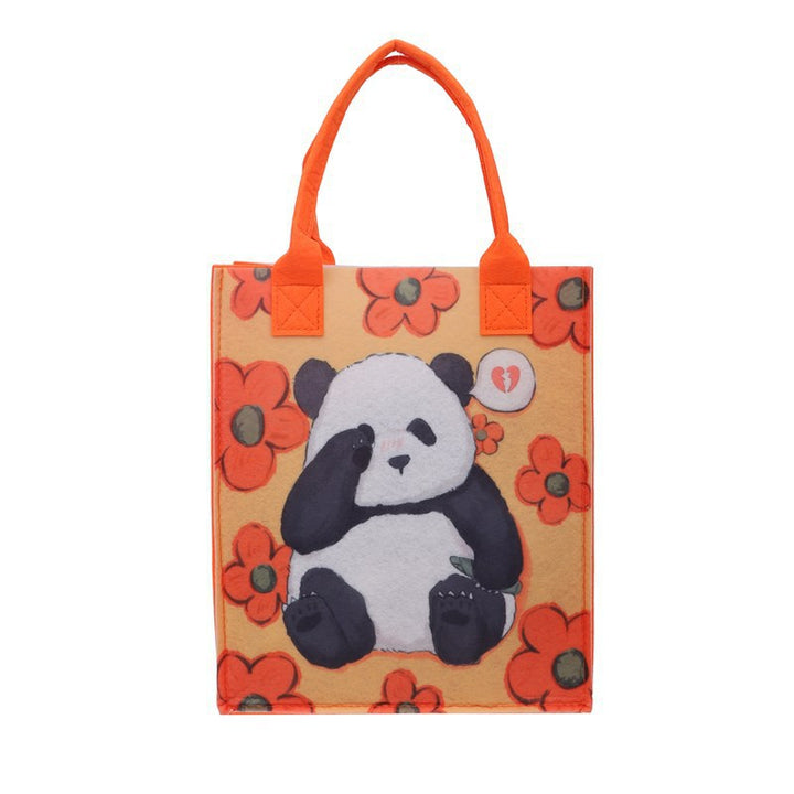 Bolso tote de fieltro con diseño de panda floral: un bolso de tendencia nacional