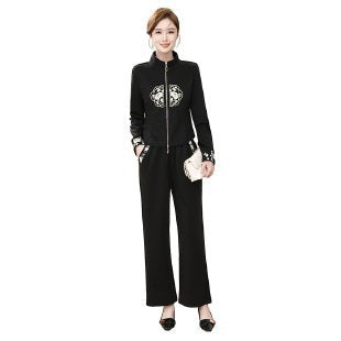 Chaqueta de otoño estilo chino para mamás de mediana edad: conjunto deportivo elegante y moderno para mujer, primavera y otoño.