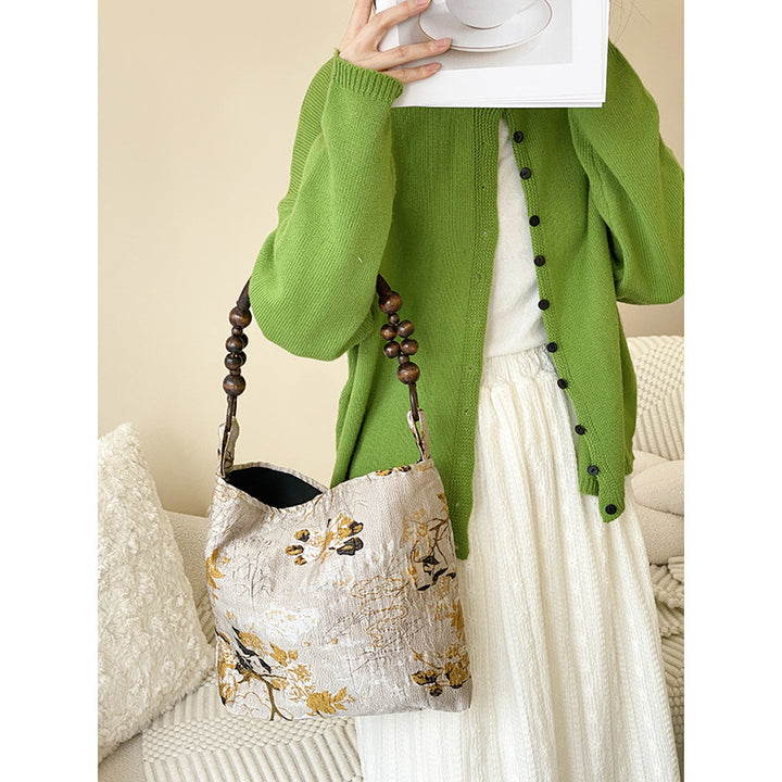 Modern Chinese-Style Vintage Shoulder Tote – Artistic Small Square Bag