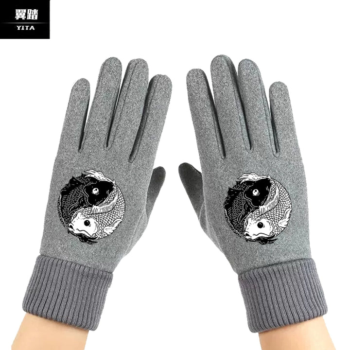 Guantes de estilo chino para Tai Chi, guantes de artes marciales para ejercicios matutinos de Tai Chi, de gamuza sintética, unisex, para ciclismo, resistentes al viento, cálidos y personalizables.