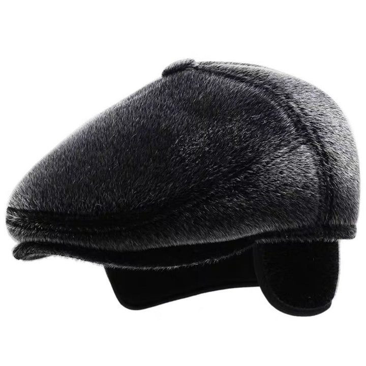 Boina de piel de visón para hombre mayor: gorro de pico de pato cálido y elegante para otoño e invierno.