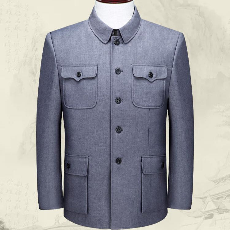 Zhongshan suit for middle-aged and elderly men single-piece coat top dad's clothes grandfather old-fashioned suit men's spring and autumn