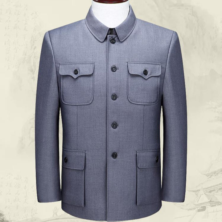 Zhongshan suit for middle-aged and elderly men single-piece coat top dad's clothes grandfather old-fashioned suit men's spring and autumn
