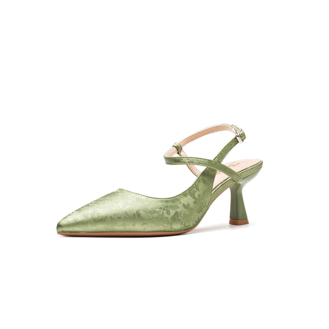Sandalias de tacón alto de estilo chino de nueva tendencia nacional para mujer, verano 2025, nuevo estilo, boca baja, espalda vacía, temperamento retro, zapatos individuales para mujer