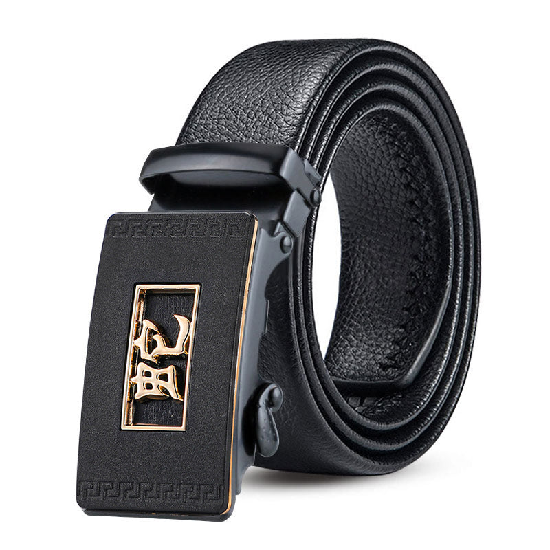 Cinturón con hebilla automática del zodiaco, resistente a arañazos y ribeteado para hombre. Cinturón informal de estilo chino.