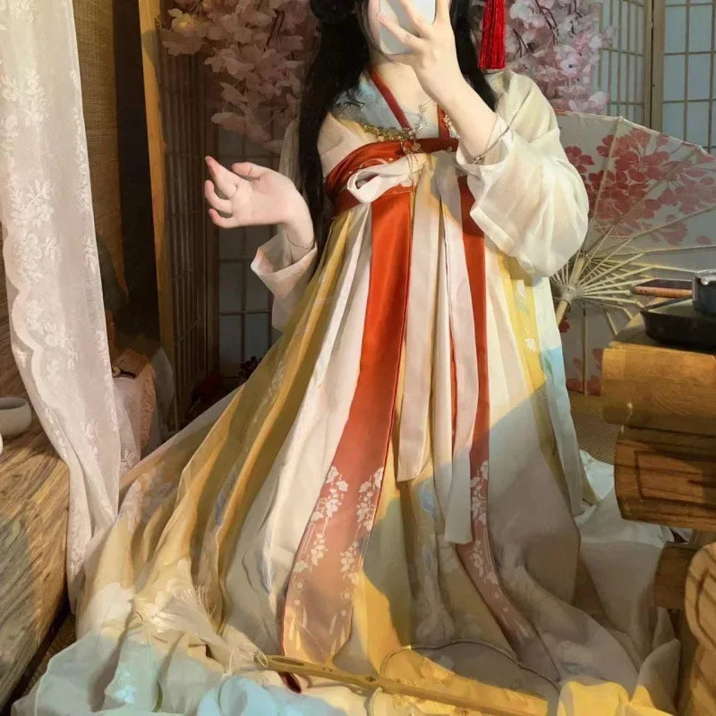 Nueva falda hasta el pecho estilo Tang para mujer Hanfu con estampados de repollo para estilos diarios de primavera y verano, disfraces de estilo chino diarios