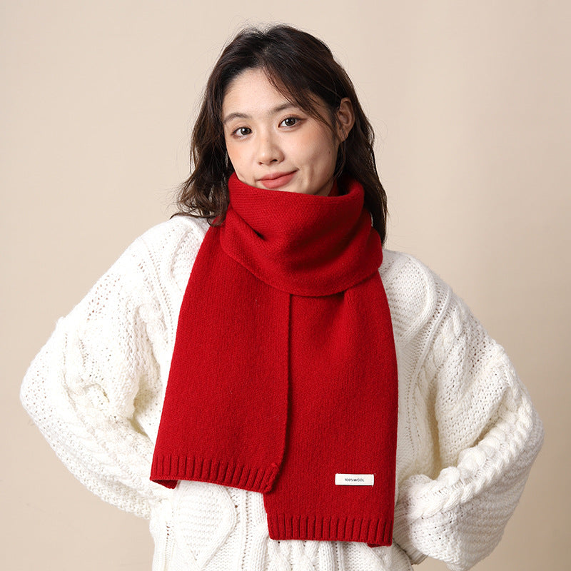 Bufanda de punto unisex de invierno: rojo festivo para Navidad y Año Nuevo