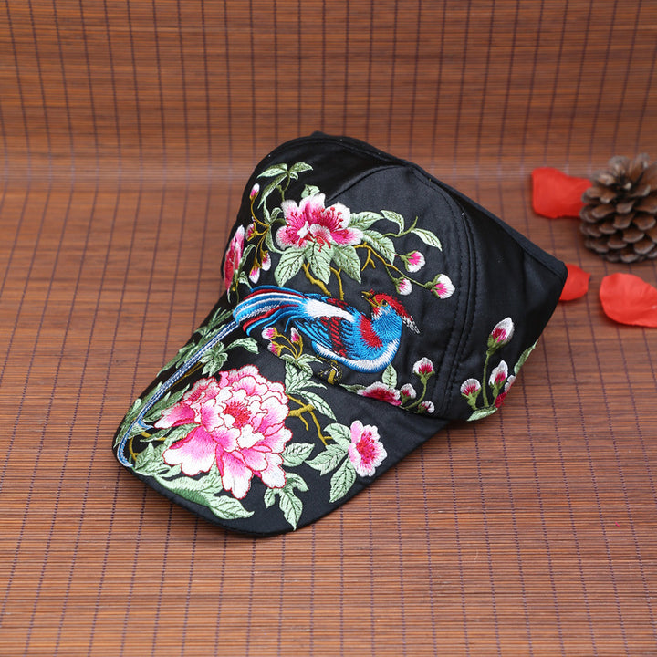 2024 Summer New Chinese Style Embroidered Baseball Cap – Fashionable Half-Brim Hollow Design Sunshade Hat