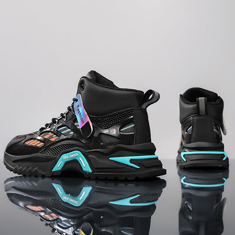 Zapatos de hombre de tendencia nacional, otoño 2024, nuevos zapatos deportivos casuales de suela gruesa transpirables de caña alta para jóvenes, zapatos de moda para papá para hombre