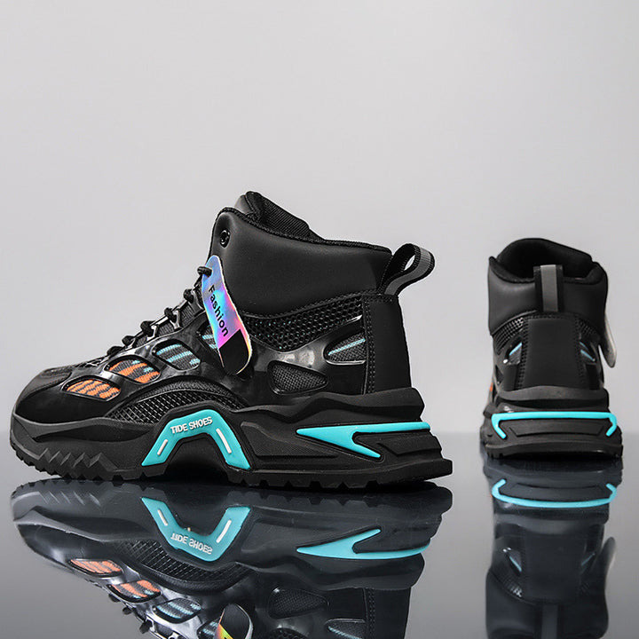 Zapatos de hombre de tendencia nacional, otoño 2024, nuevos zapatos deportivos casuales de suela gruesa transpirables de caña alta para jóvenes, zapatos de moda para papá para hombre