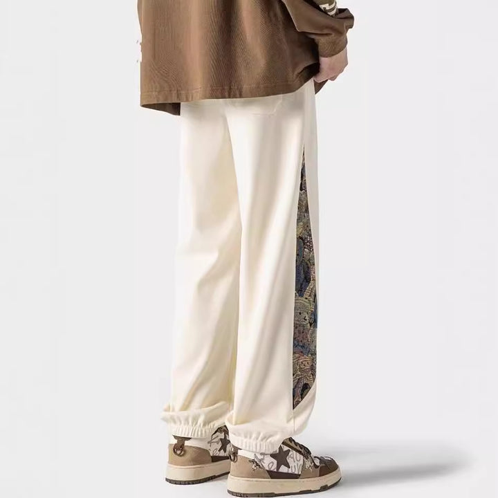 Pantalones casuales de tendencia nacional para hombre, primavera 2024: estilo urbano americano, pantalones deportivos holgados.