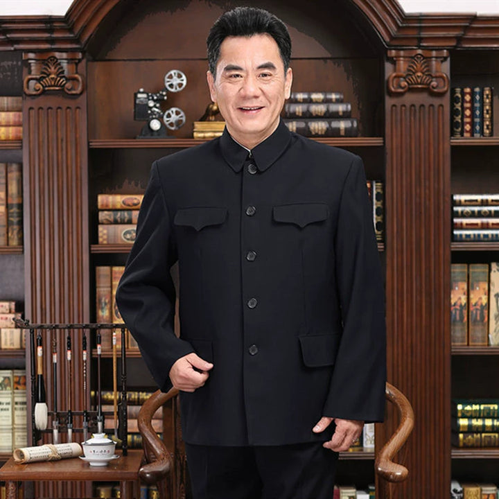 Chaqueta Zhongshan para hombre mayor | Ropa de trabajo de una sola capa y ropa formal de doble capa para primavera y otoño