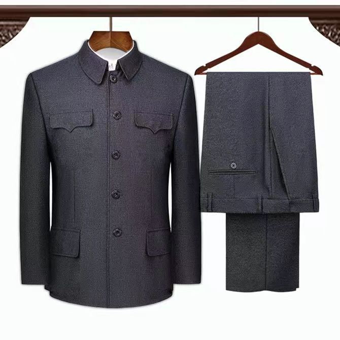 Trajes Zhongshan al por mayor para personas de mediana edad y mayores: estilo tradicional del abuelo