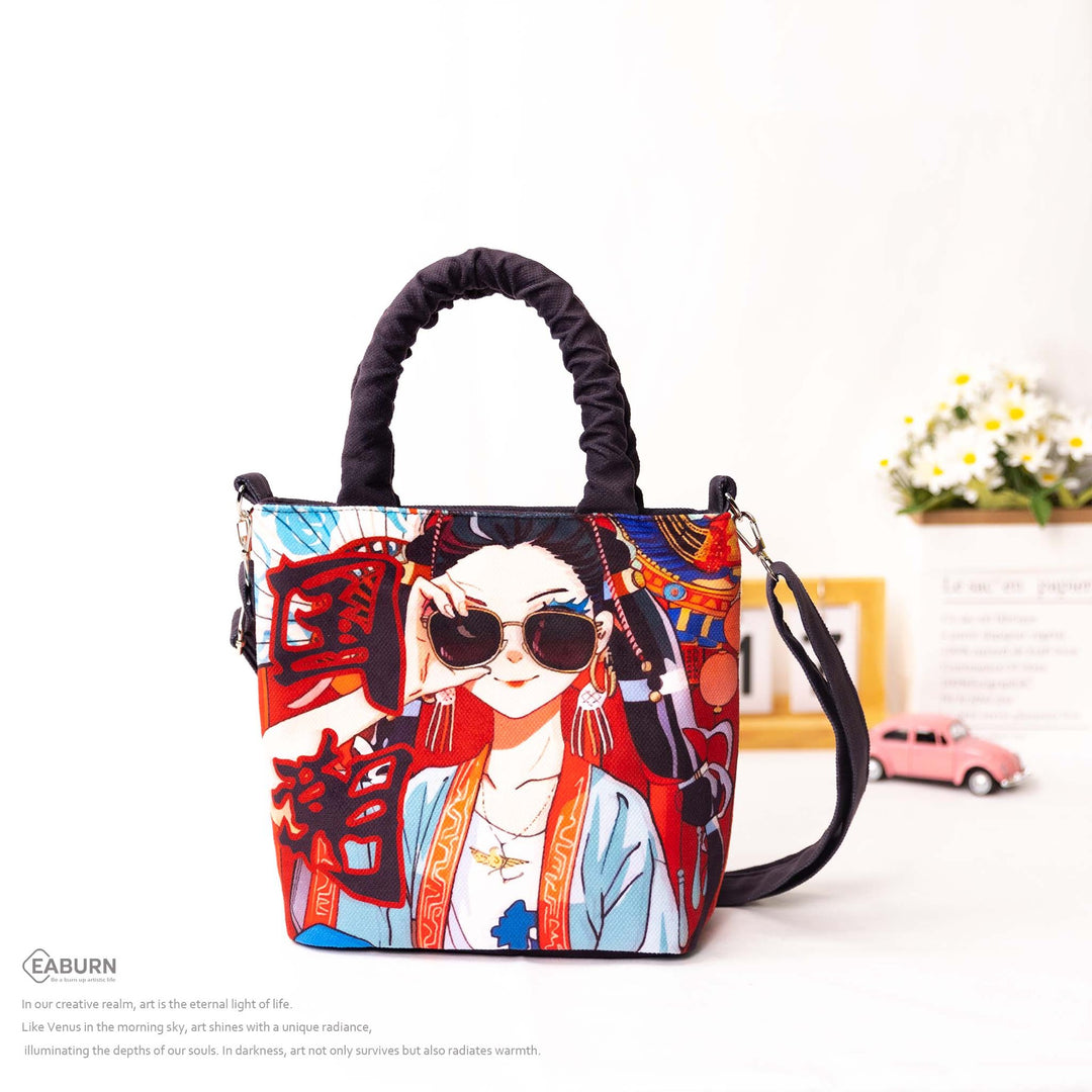 Bolso estilo cubo creativo de estilo chino: bolso versátil para viajes y uso diario.
