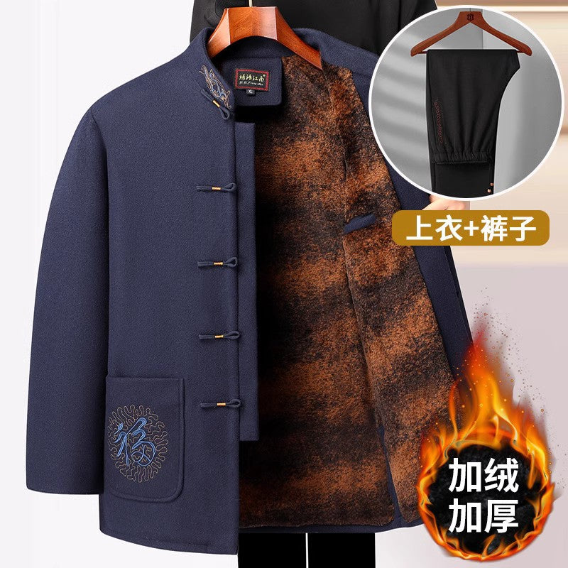 Men’s Elderly Tang Suit Jacket | Spring & Autumn Collection for Ages 60-80 | Grandpa 2024 New Set