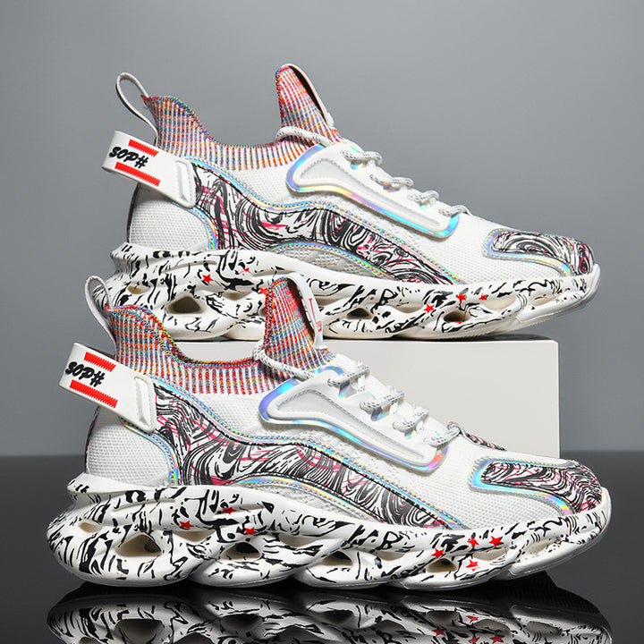 2024 Men’s National Style 3D Printed Sneakers – Lightweight Thick-Soled Sports Shoes