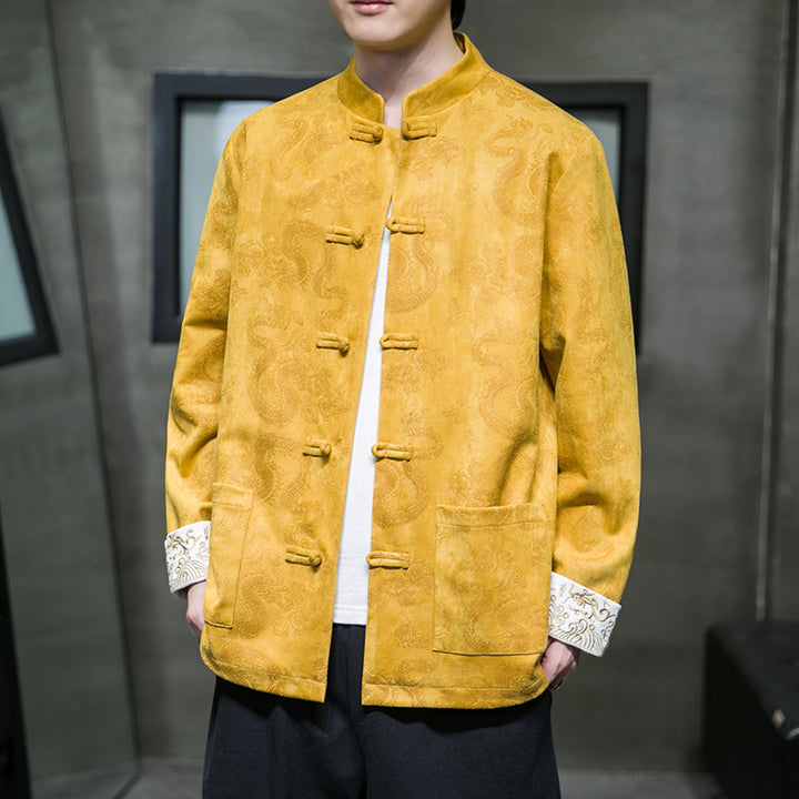 Chaqueta Hanfu de estilo chino para hombre de primavera y otoño | Abrigo Zhongshan tradicional holgado | Chaqueta Tang con cierres de botones clásicos