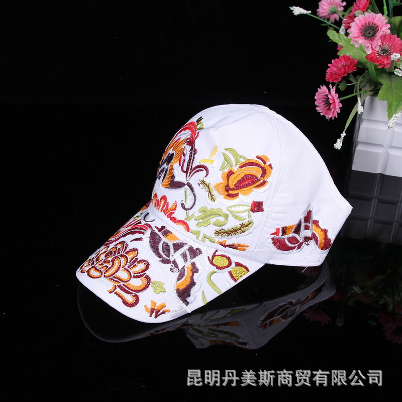 2024 Summer New Chinese Style Embroidered Baseball Cap – Fashionable Half-Brim Hollow Design Sunshade Hat
