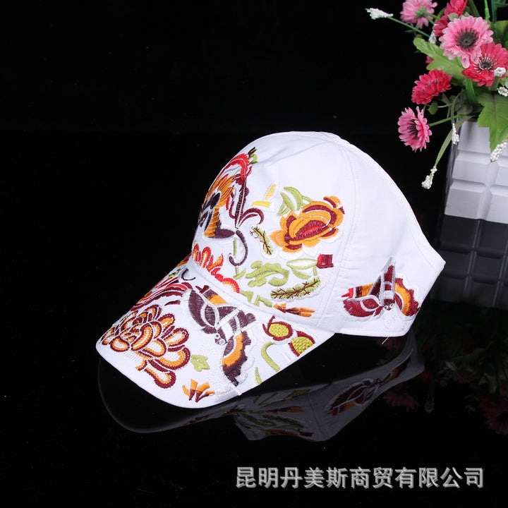 2024 Summer New Chinese Style Embroidered Baseball Cap – Fashionable Half-Brim Hollow Design Sunshade Hat