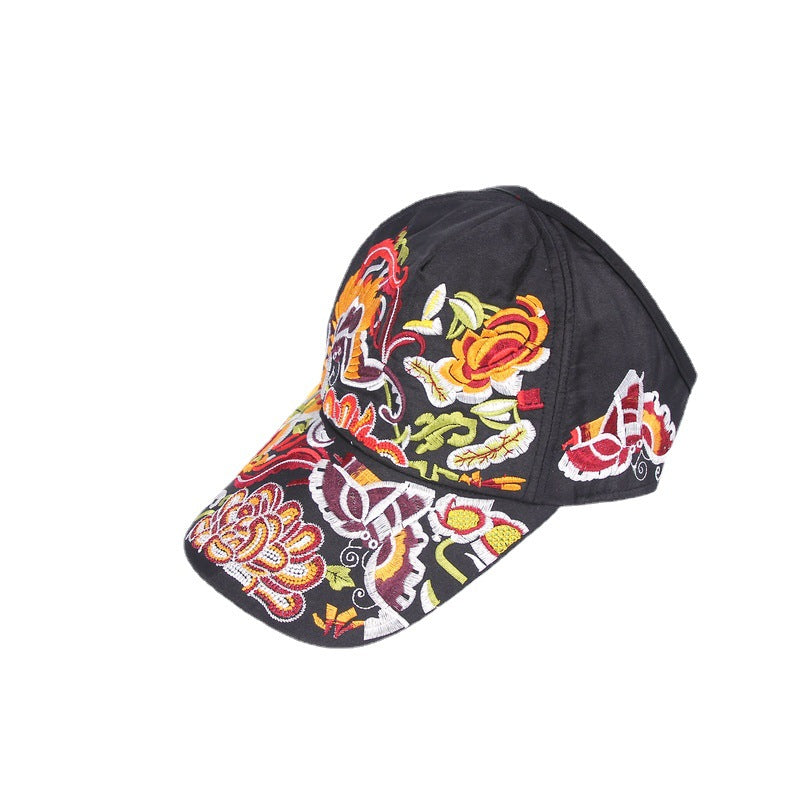 2024 Summer New Chinese Style Embroidered Baseball Cap – Fashionable Half-Brim Hollow Design Sunshade Hat