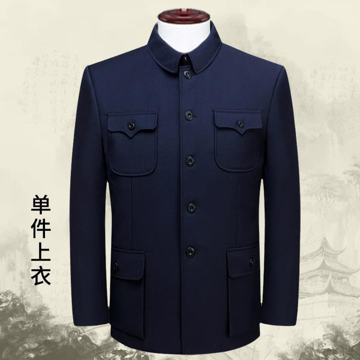 Zhongshan suit for middle-aged and elderly men single-piece coat top dad's clothes grandfather old-fashioned suit men's spring and autumn