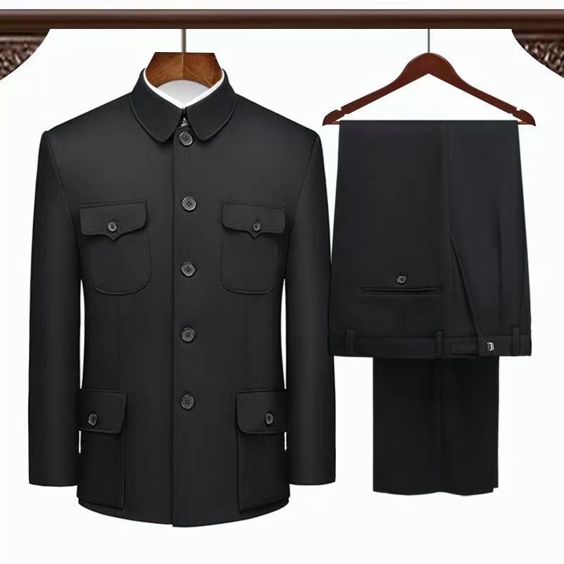 Trajes Zhongshan al por mayor para personas de mediana edad y mayores: estilo tradicional del abuelo