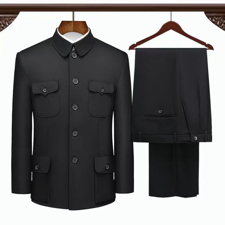 Trajes Zhongshan al por mayor para personas de mediana edad y mayores: estilo tradicional del abuelo