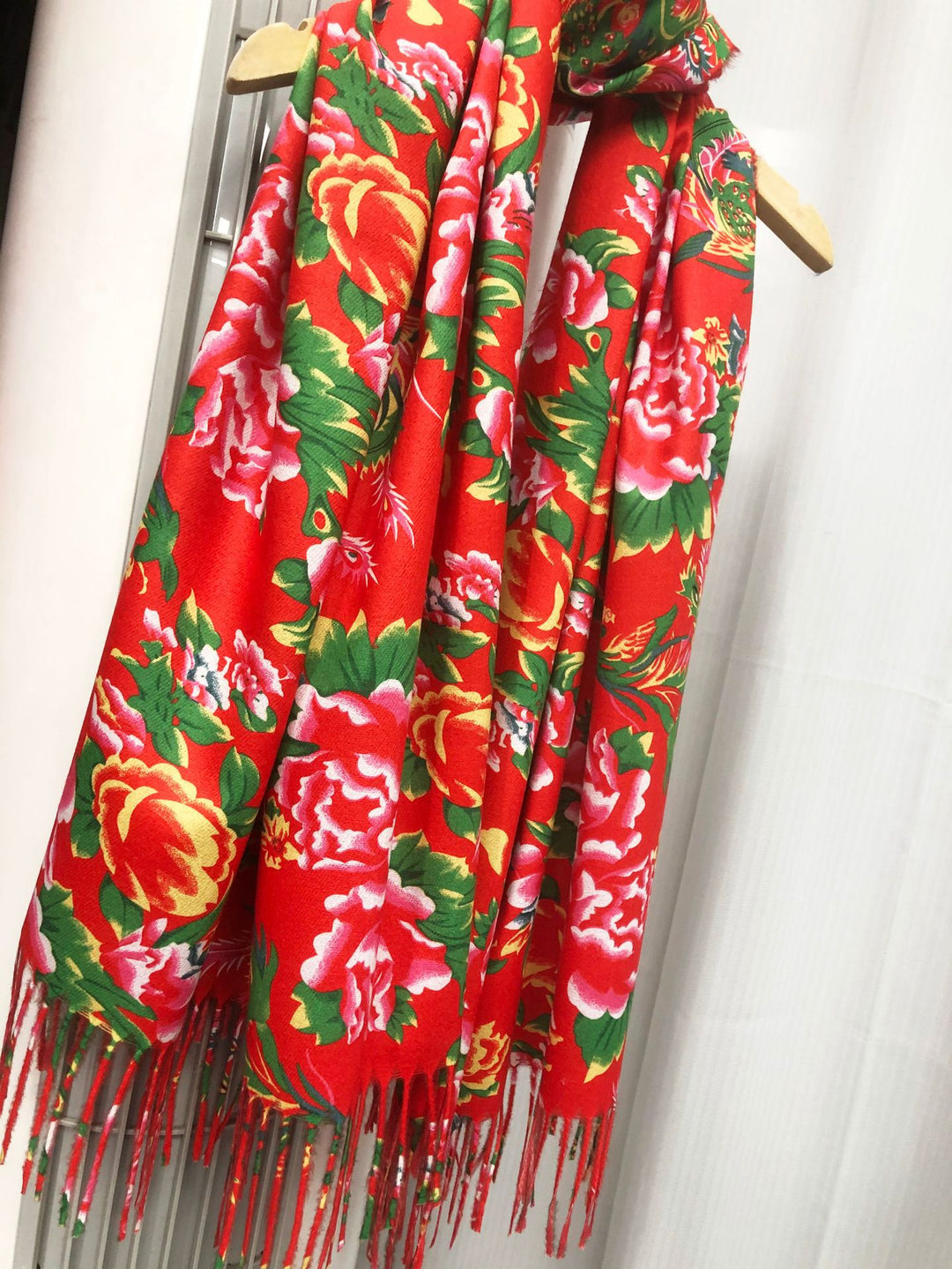 Bufanda floral del noreste de estilo chino para otoño/invierno: chal de viajes, fotografía y comercio en vivo