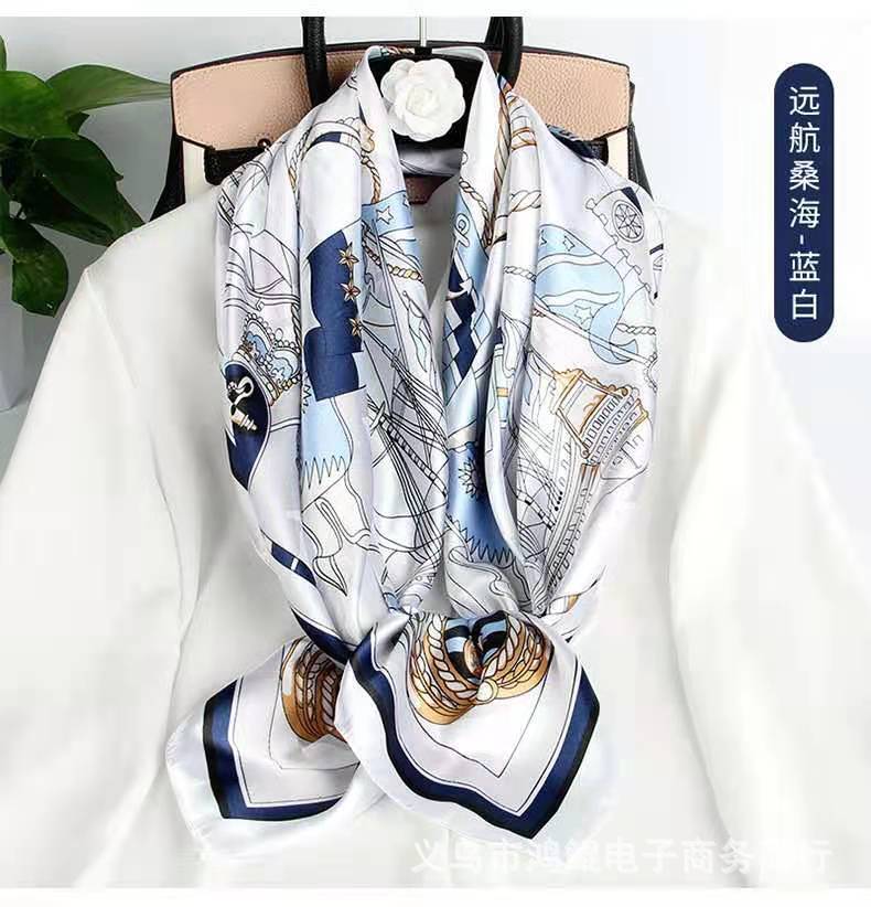 Nuevo regalo de estilo chino para mujer: pañuelo de seda con estampado "Mil millas de ríos y montañas", chal cuadrado grande para el Día de la Madre.