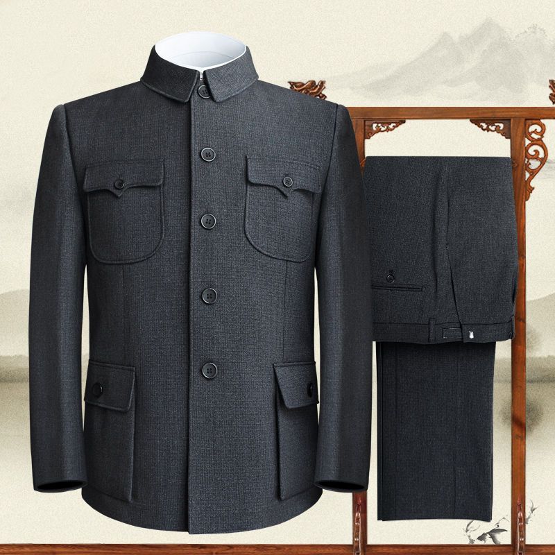Spring & Autumn Army Casual Wear and Zhongshan Suits for Middle-aged and Elderly Men