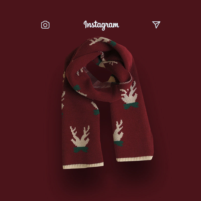 Bufanda de punto unisex de invierno: rojo festivo para Navidad y Año Nuevo