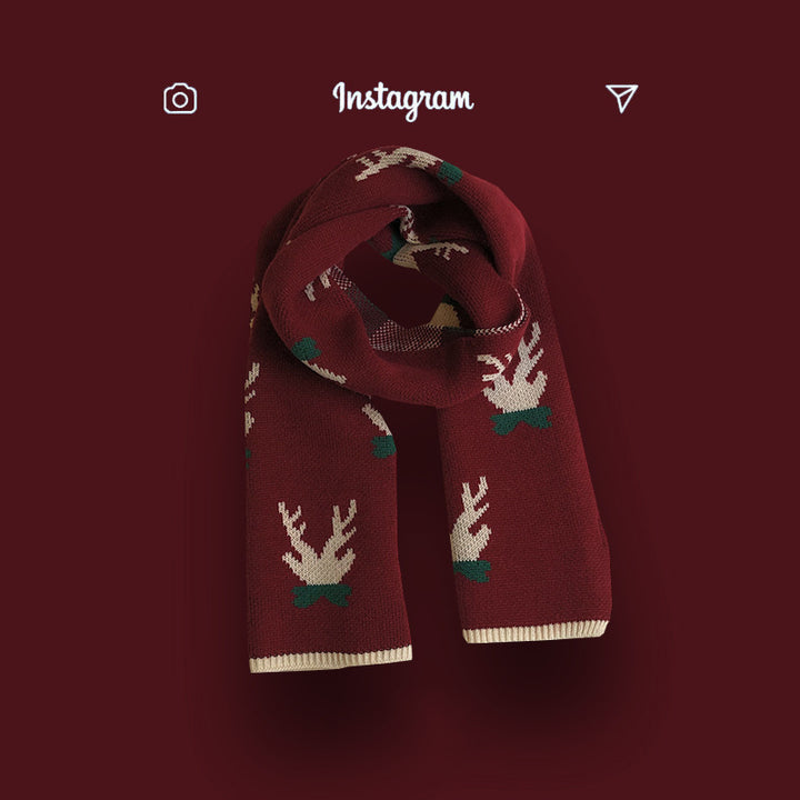 Bufanda de punto unisex de invierno: rojo festivo para Navidad y Año Nuevo