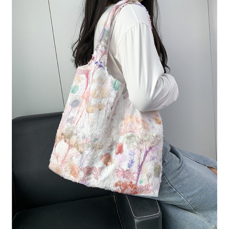 Bolsa de lona bordada estilo chino: diseño artístico con lavado de tinta