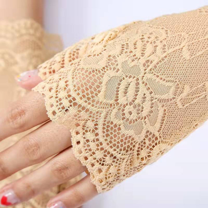 Spring/Summer Women's Lace Mesh Half-Finger Gloves – Sun Protection Touchscreen Bridal Gloves