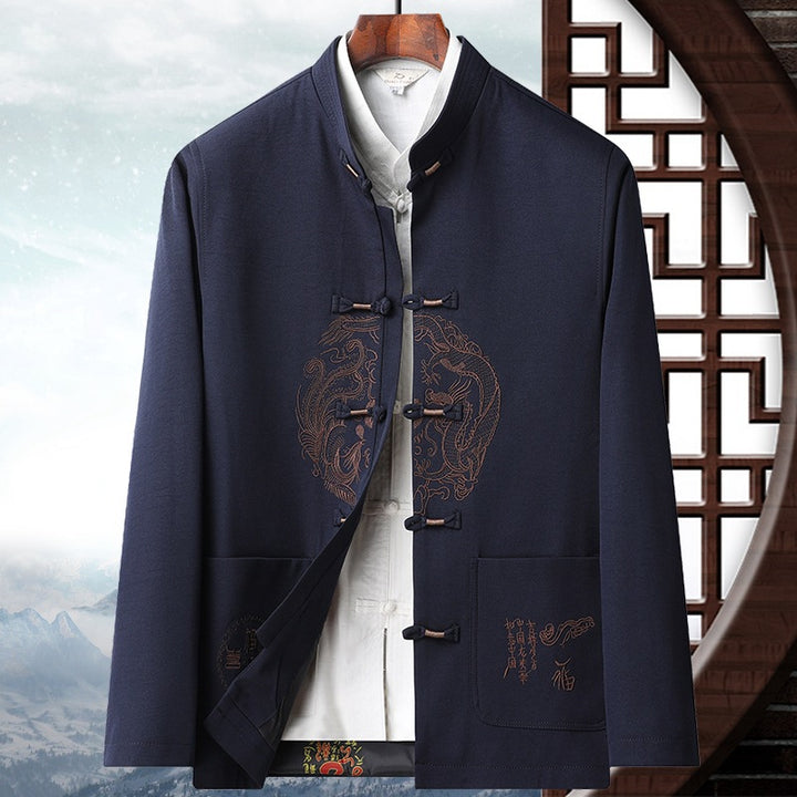 Traje Tang de otoño e invierno para hombres mayores | Chaqueta de algodón para abuelo | Abrigo acolchado de algodón grueso retro | Traje de papá de estilo chino