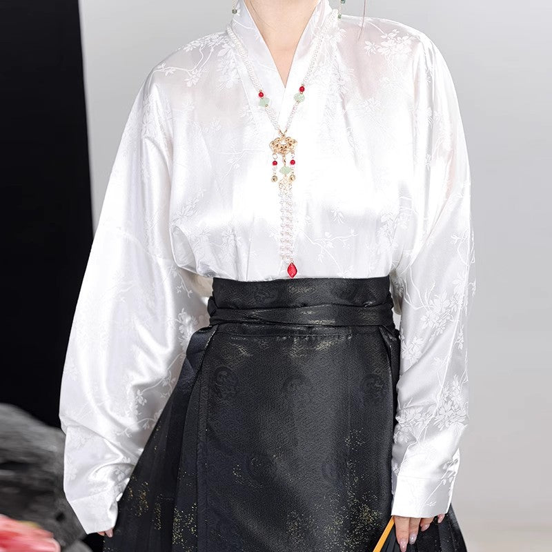 Hanfu estilo Ming modernizado para mujer | Conjunto de falda Ma Mian con brocado | Edición otoño/invierno