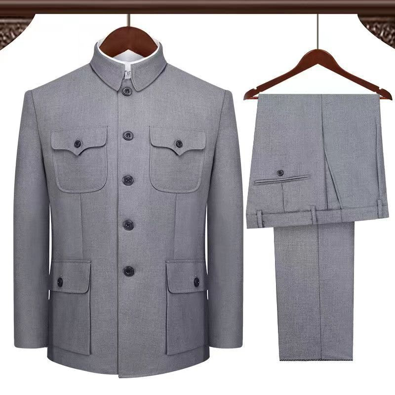 Trajes Zhongshan al por mayor para personas de mediana edad y mayores: estilo tradicional del abuelo