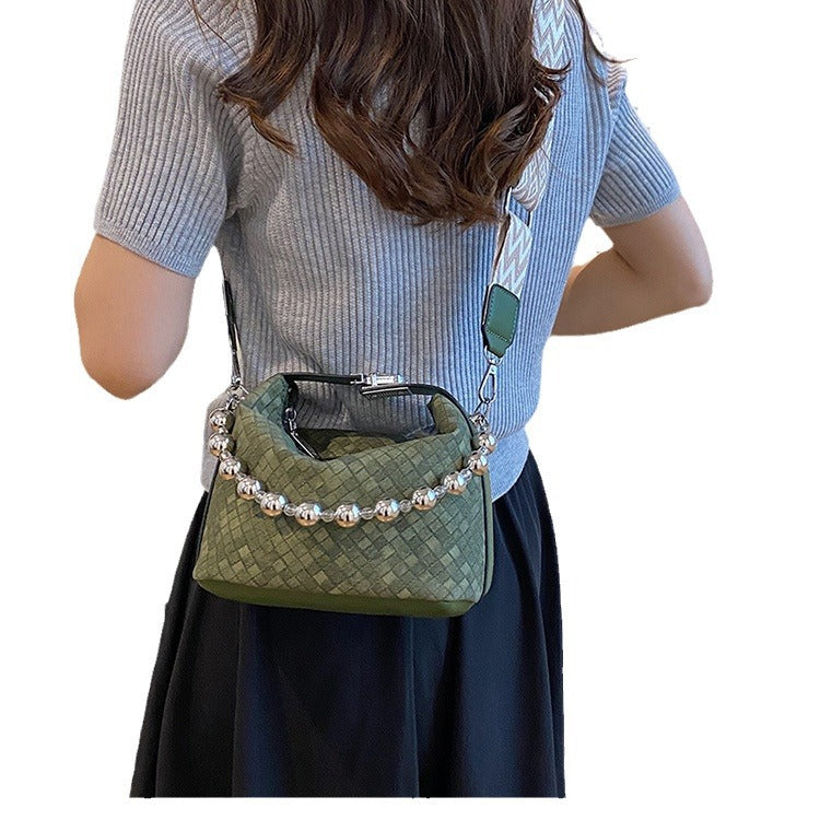 Nuevo bolso estilo cubo de tela con cuentas de estilo chino - Verano 2024, bandolera y bandolera con cadena