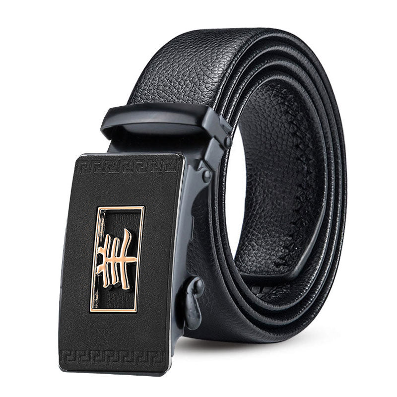 Cinturón con hebilla automática del zodiaco, resistente a arañazos y ribeteado para hombre. Cinturón informal de estilo chino.