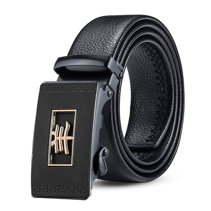 Cinturón con hebilla automática del zodiaco, resistente a arañazos y ribeteado para hombre. Cinturón informal de estilo chino.