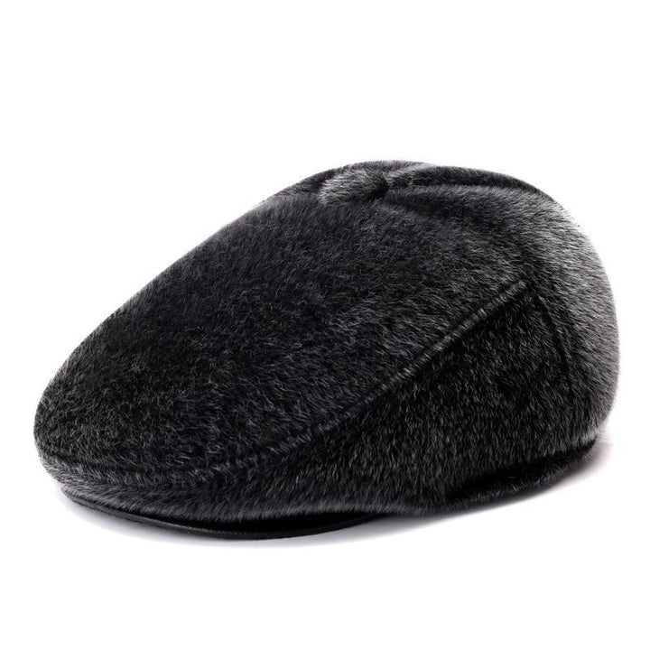 Boina de piel de visón para hombre mayor: gorro de pico de pato cálido y elegante para otoño e invierno.