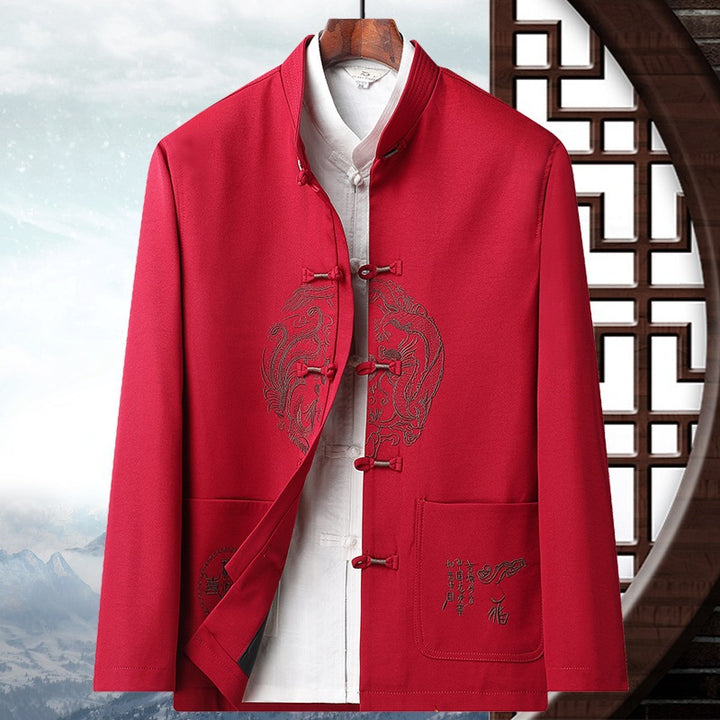 Traje Tang de otoño e invierno para hombres mayores | Chaqueta de algodón para abuelo | Abrigo acolchado de algodón grueso retro | Traje de papá de estilo chino
