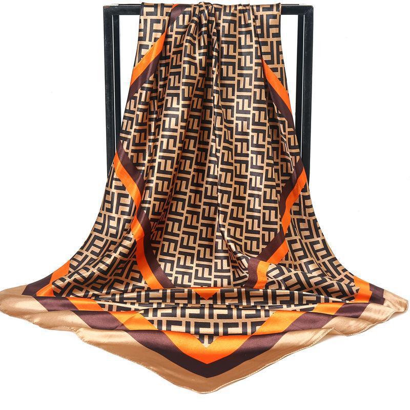 Pañuelo cuadrado de seda para mujer de 90 cm, estampado satinado, al por mayor
