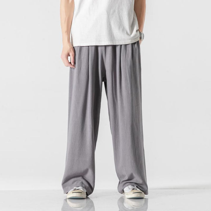 Men’s Chinese-Style Cotton-Linen Pants | Loose-Fit Straight-Leg Summer Trousers