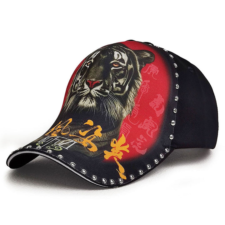Gorra de béisbol unisex con estampado del zodiaco tigre de tendencia nacional: estilo chino, con cabeza de tigre y un estilo de pico de pato llamativo y elegante.