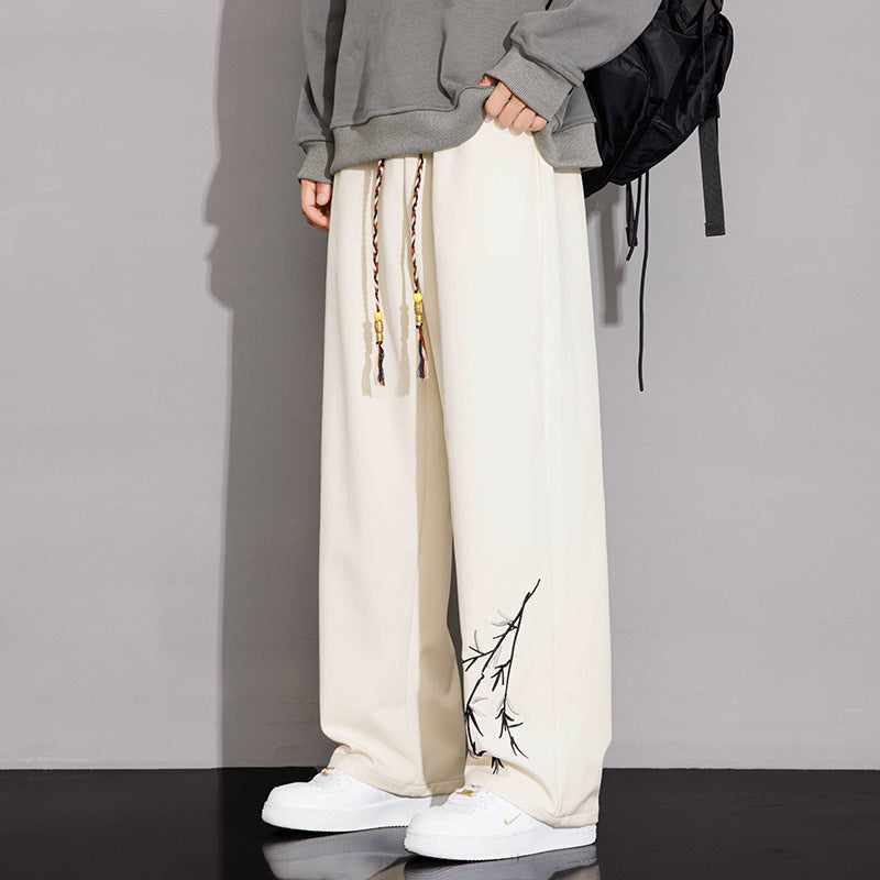 NASA-Inspired New Chinese-Style Embroidered Pants for Men | Spring & Fall Casual Trousers