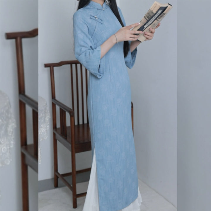 Qiao Niang Yu Elegant Lady-Style Modified New Chinese Qipao - 2024 Autumn Casual Wear for Young Women